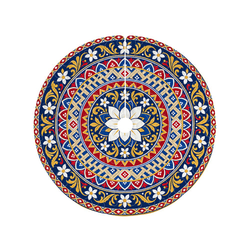 Philippines Filipinos Quilt Christmas Tree Skirt Polynesian Inspired Floral Mandala