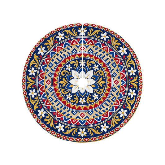 Philippines Filipinos Quilt Christmas Tree Skirt Polynesian Inspired Floral Mandala