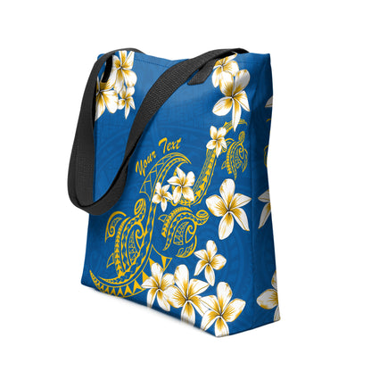 Hawaii Tote Bag Custom Polynesian Tribal Tattoo Plumeria Flower