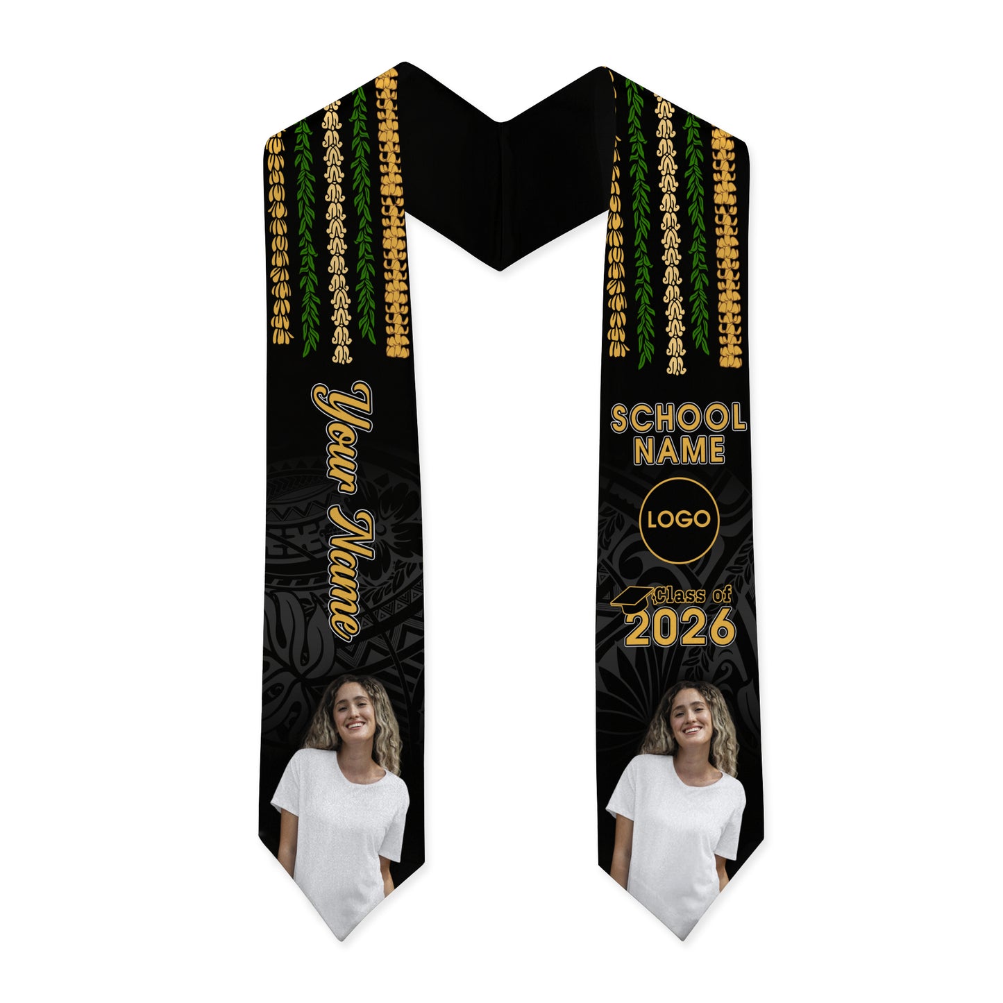 Hawaii Graduation Stole Custom Seamless Pattern Lei Floral