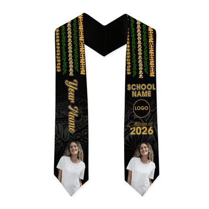 Hawaii Graduation Stole Custom Seamless Pattern Lei Floral
