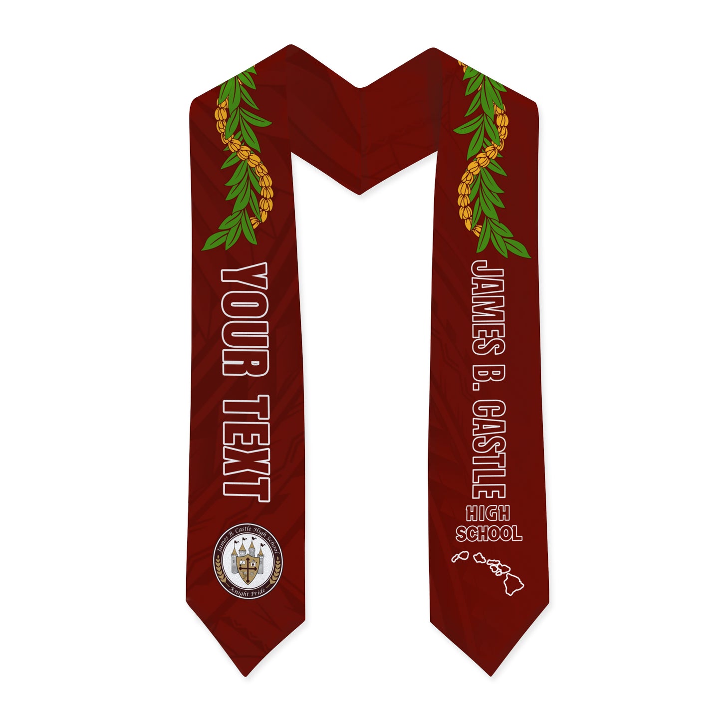 Hawaii Graduation Stole Custom James B. Castle Lei