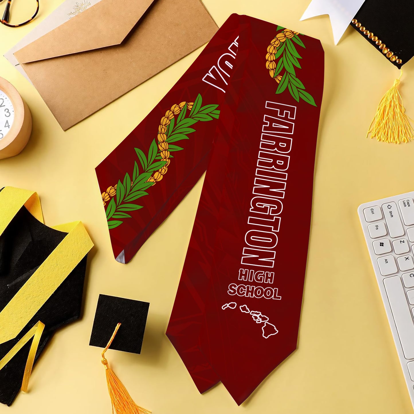 Hawaii Graduation Stole Custom Farrington High School Lei