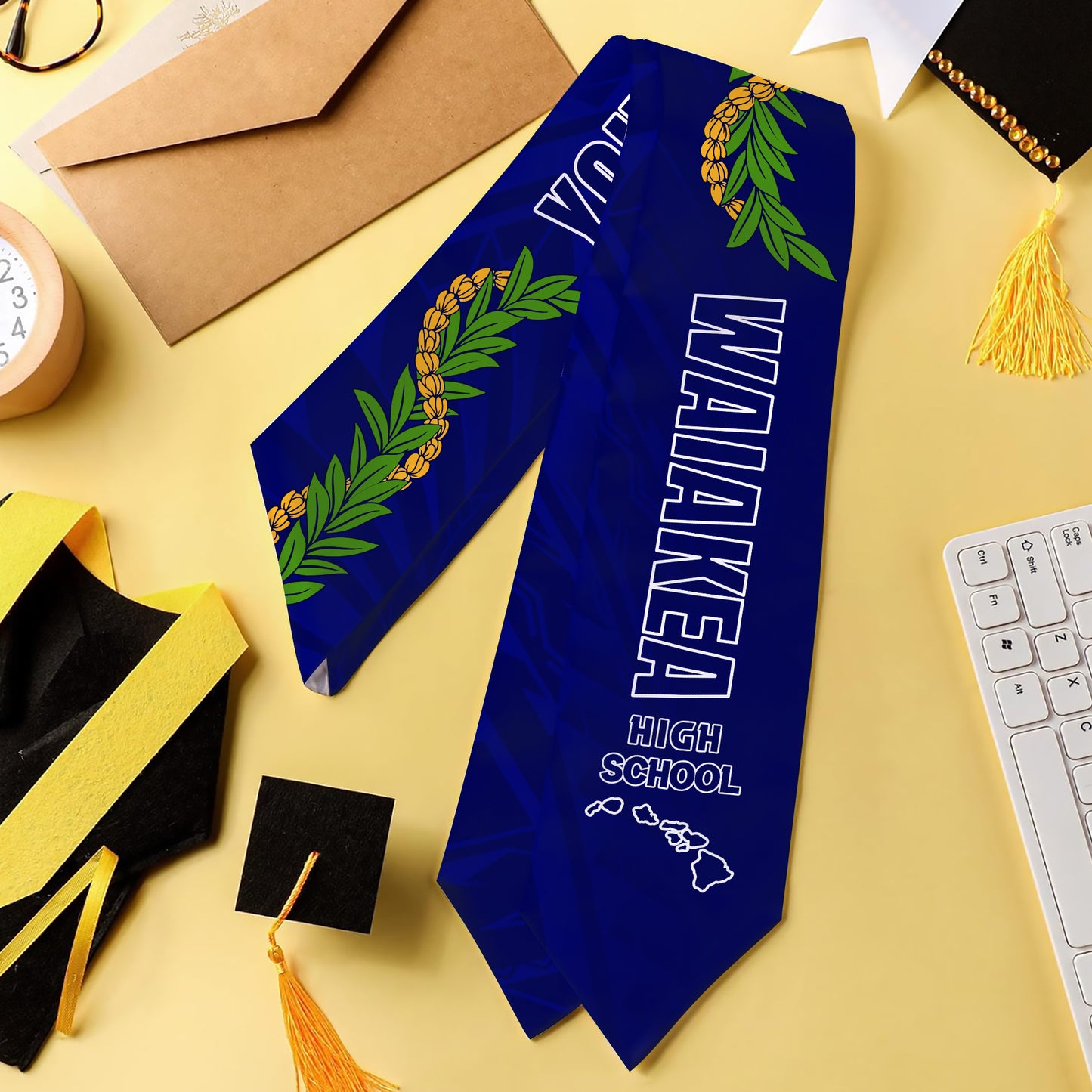 Hawaii Graduation Stole Custom Waimea High School Lei