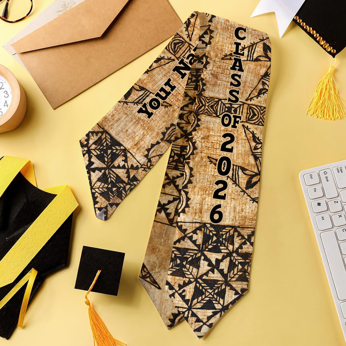 Tonga Graduation Stole Custom 2026 Tapa Cloth Vintage