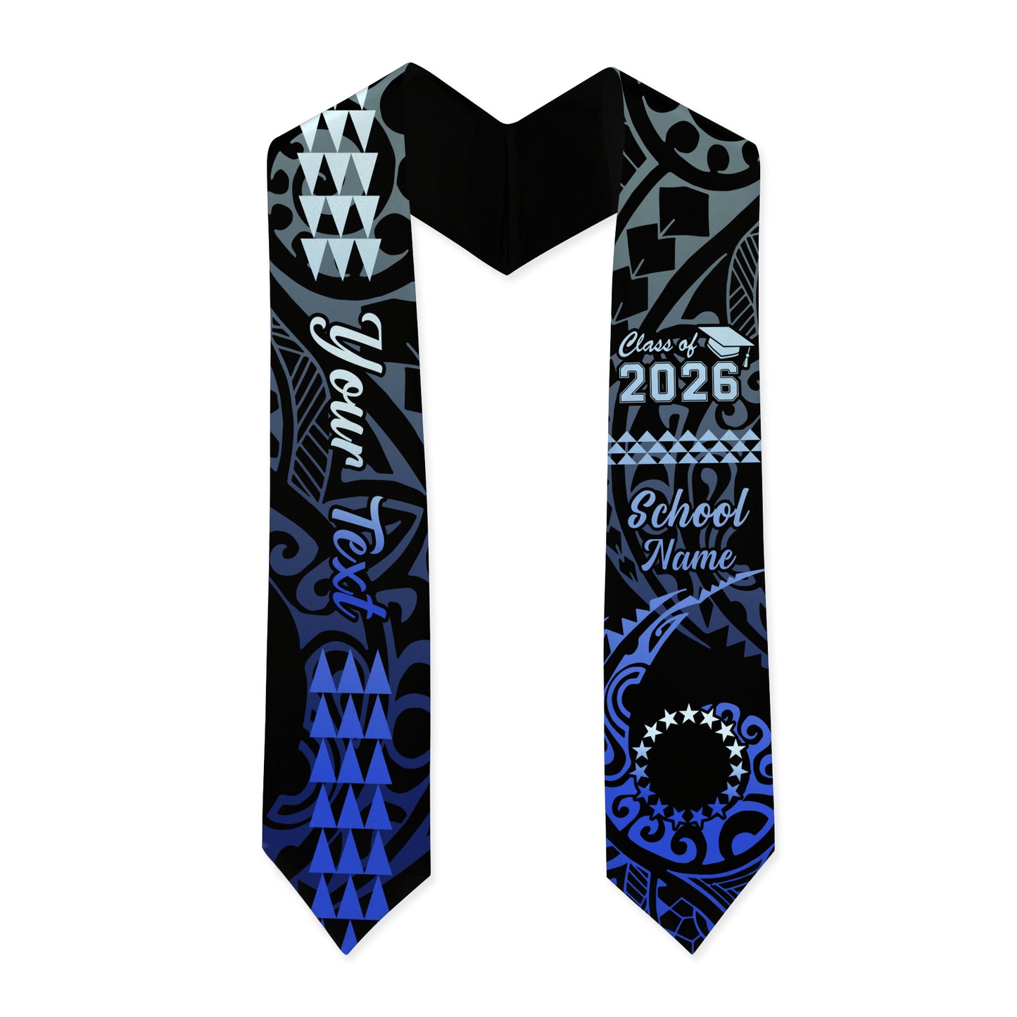 Cook Islands Graduation Stole Custom Class 2026 Tribal Kakau Style