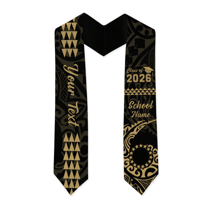 Cook Islands Graduation Stole Custom Class 2026 Tribal Kakau Style
