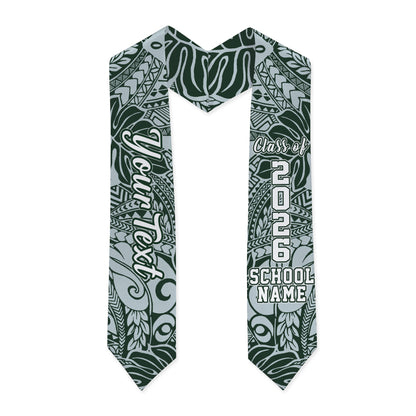 Hawaii Graduation Stole Custom Tribal Leaves