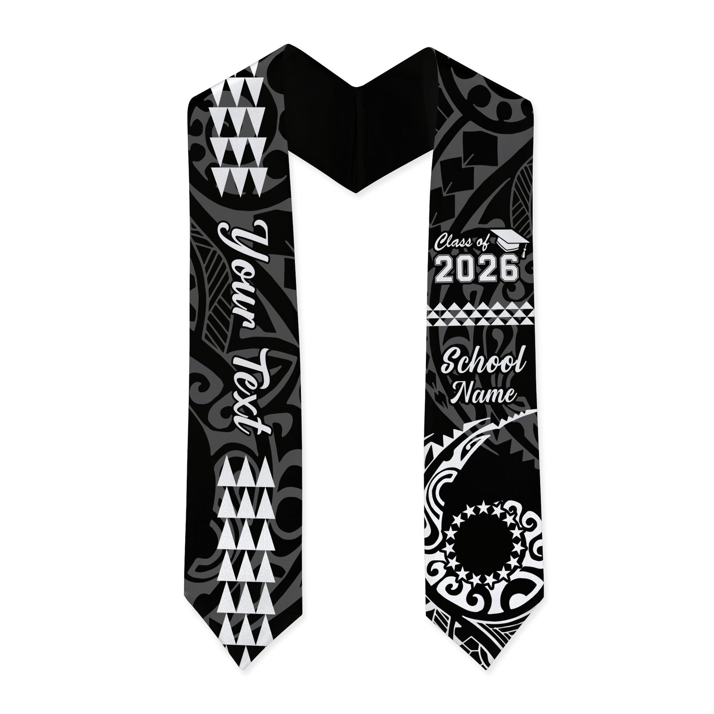 Cook Islands Graduation Stole Custom Class 2026 Tribal Kakau Style