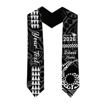 Cook Islands Graduation Stole Custom Class 2026 Tribal Kakau Style