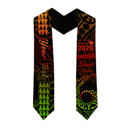 Cook Islands Graduation Stole Custom Class 2026 Tribal Kakau Style