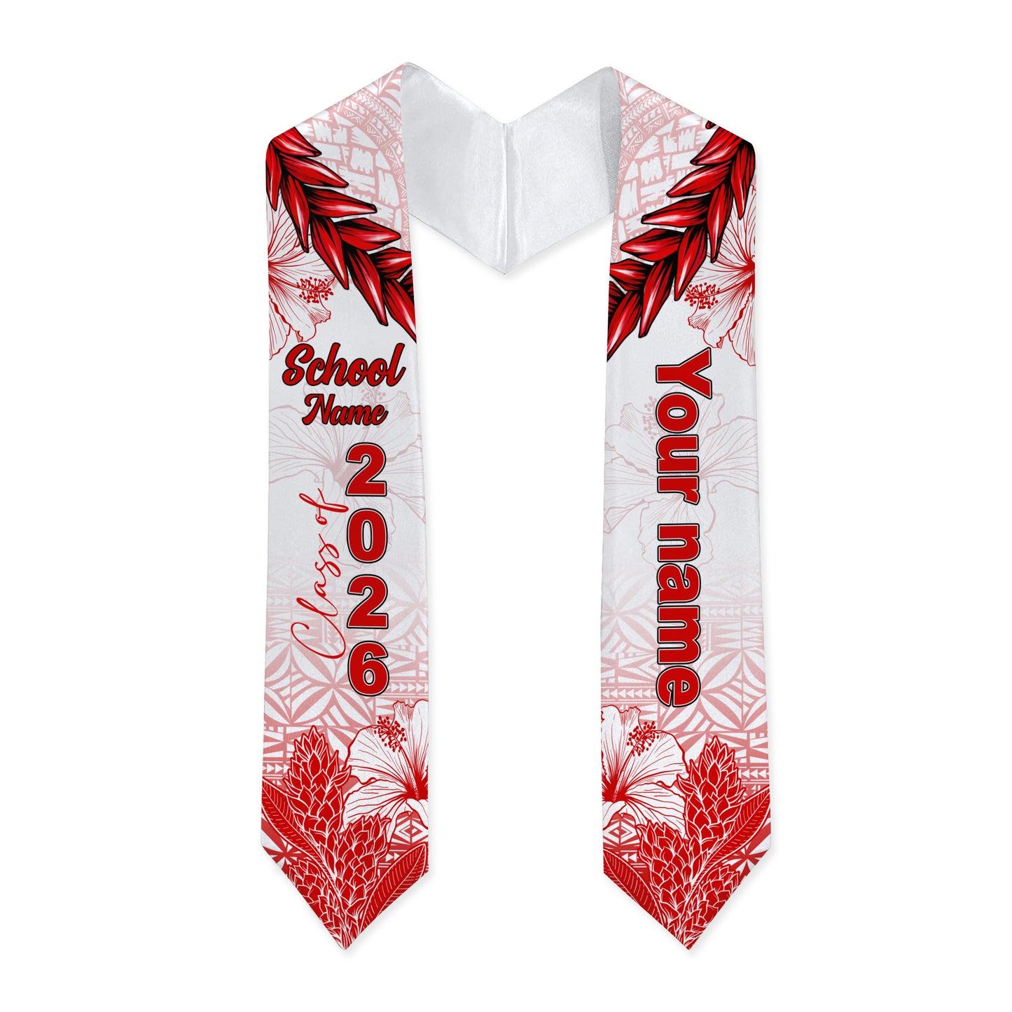 Samoa Graduation Stole Custom 2026 Polynesian Floral Ulafala In My Heart