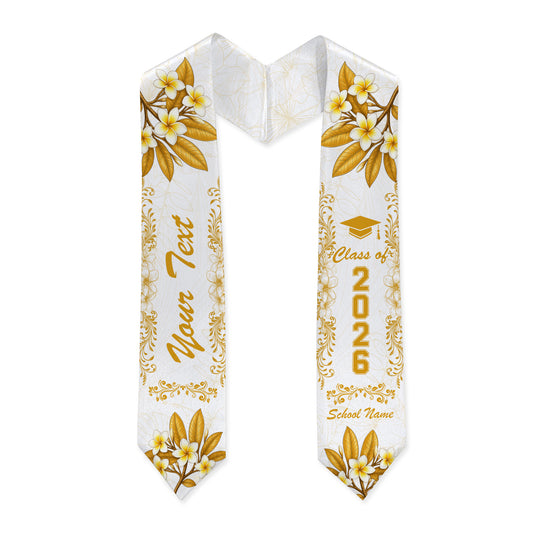 Hawaii Graduation Stole Custom Plumeria Tropical Royal Style