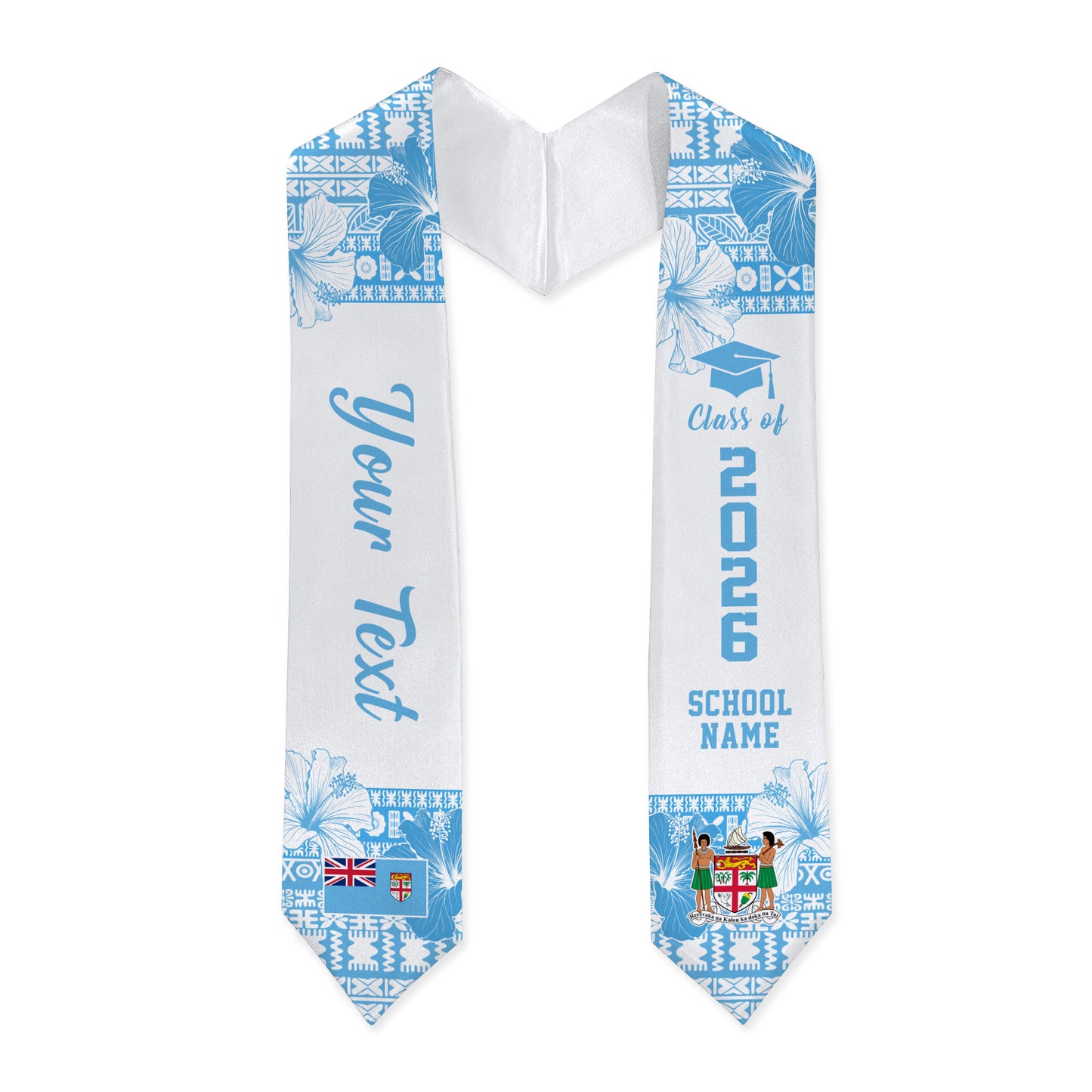 Fiji Graduation Stole Custom Class Of 2026 Hibiscus Pattern Style