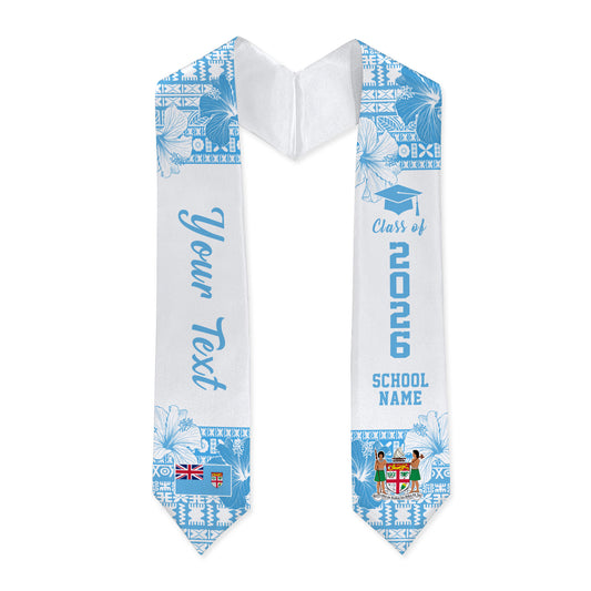 Fiji Graduation Stole Custom Class Of 2026 Hibiscus Pattern Style