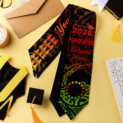 Cook Islands Graduation Stole Custom Class 2026 Tribal Kakau Style