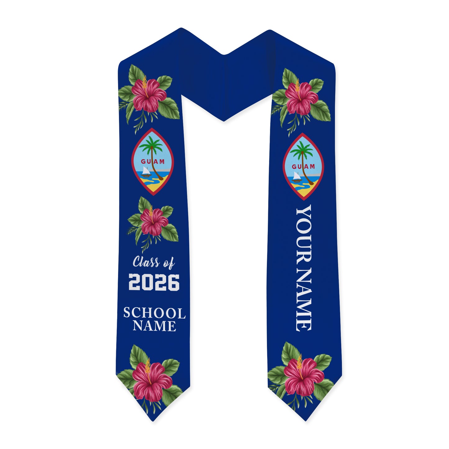 Guam Graduation Stole Custom Class Of 2026 Hibiscus Flower Simple Style