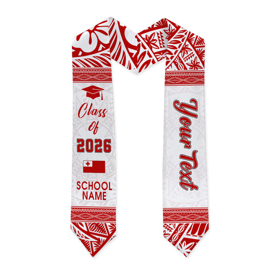 Tonga Graduation Stole Custom Class Of 2026 Hibiscus Ngatu Pattern Style