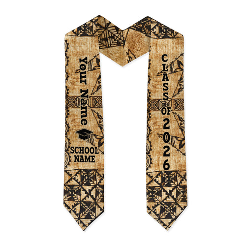 Tonga Graduation Stole Custom 2026 Tapa Cloth Vintage