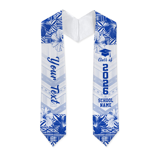 Samoa Graduation Stole Custom Class Of 2026 Hibiscus Pattern Style