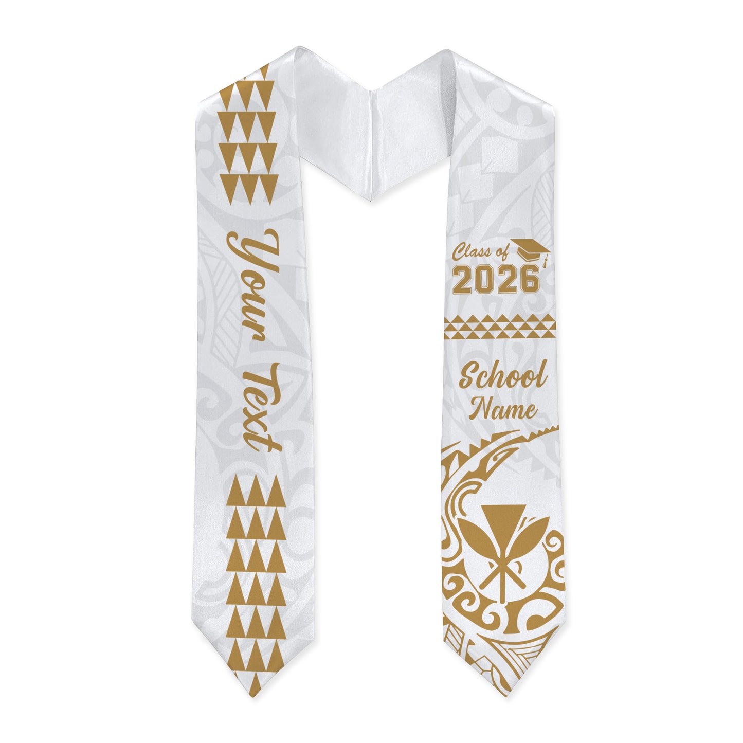 Hawaii Graduation Stole Custom Class 2026 Kanaka Maoli Kakau Style