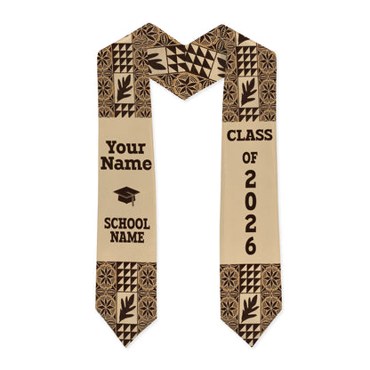 Samoa Graduation Stole Custom Class 2026 Tapa Traditional Classic Style