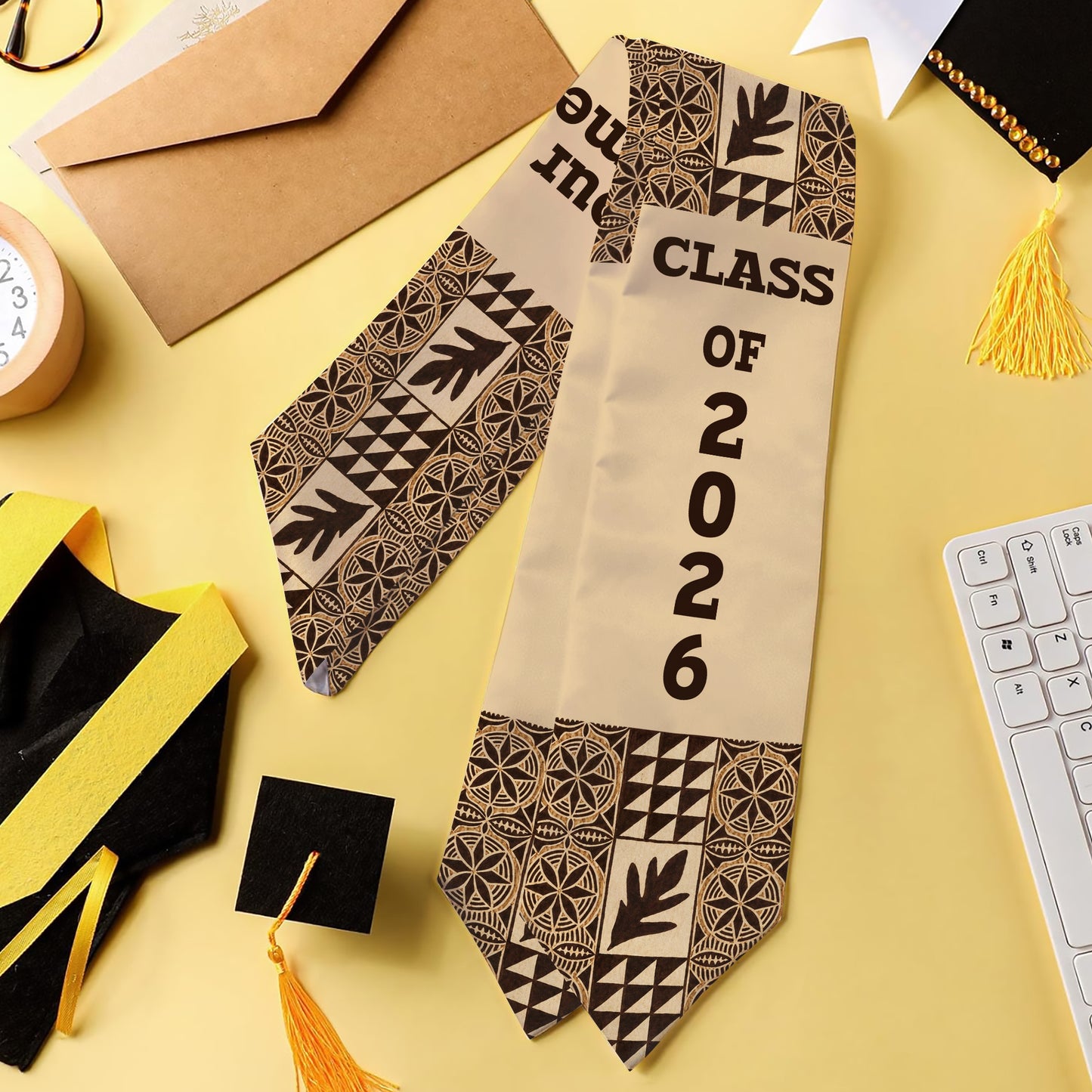 Samoa Graduation Stole Custom Class 2026 Tapa Traditional Classic Style