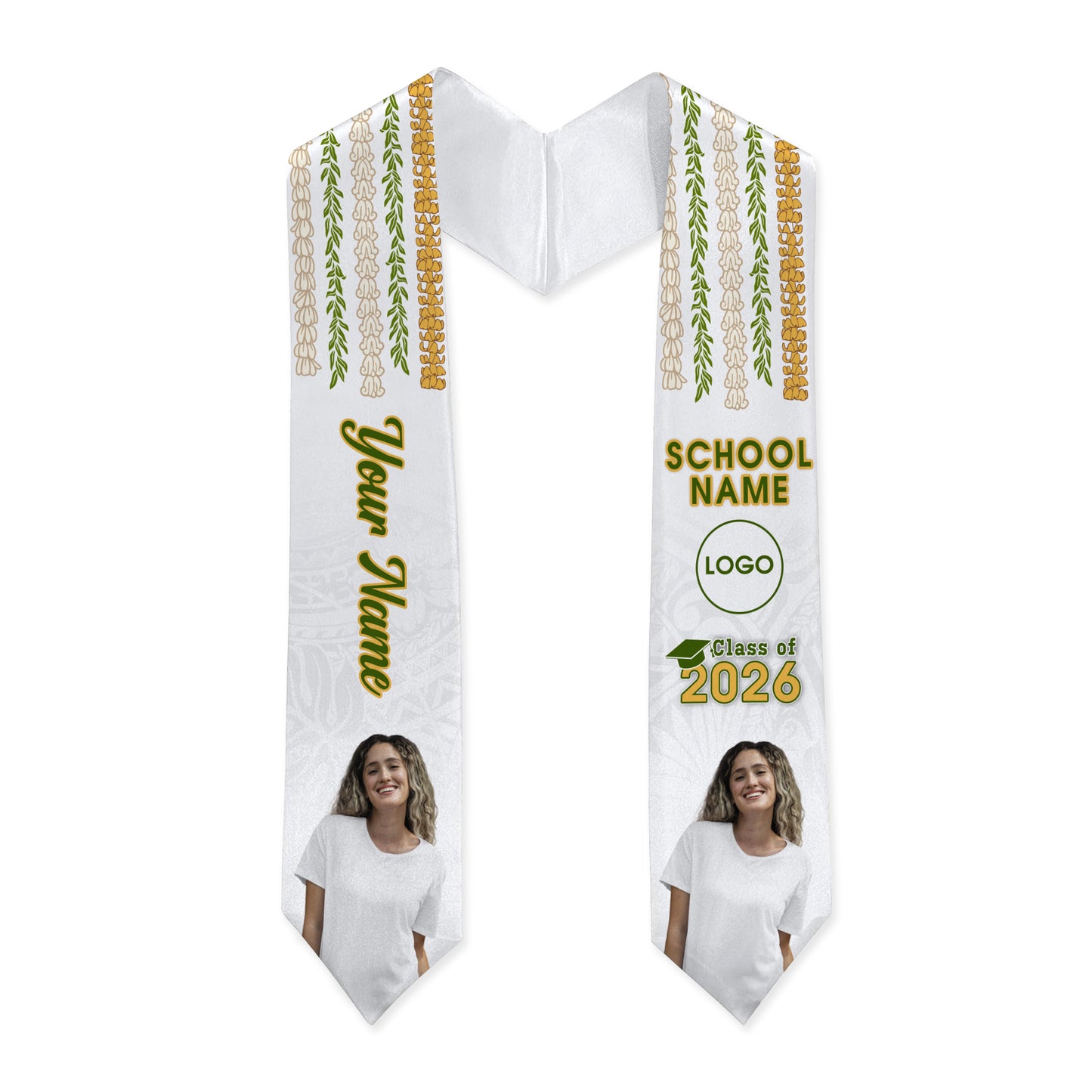 Hawaii Graduation Stole Custom Seamless Pattern Lei Floral
