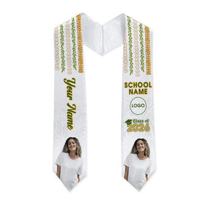 Hawaii Graduation Stole Custom Seamless Pattern Lei Floral