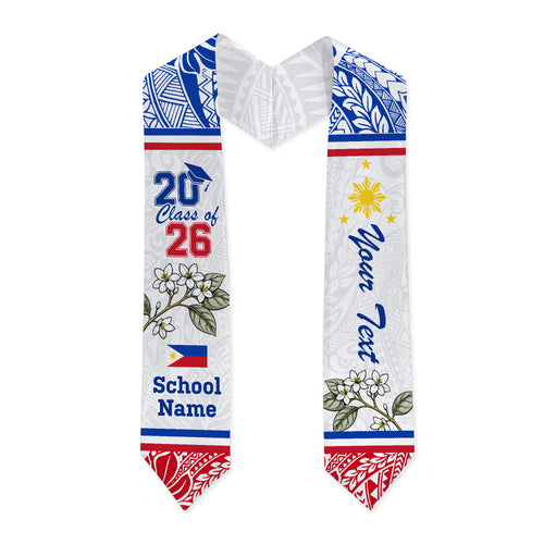 Philippines Filipinos Graduation Stole Custom Class Of 2026 Tribal Pattern