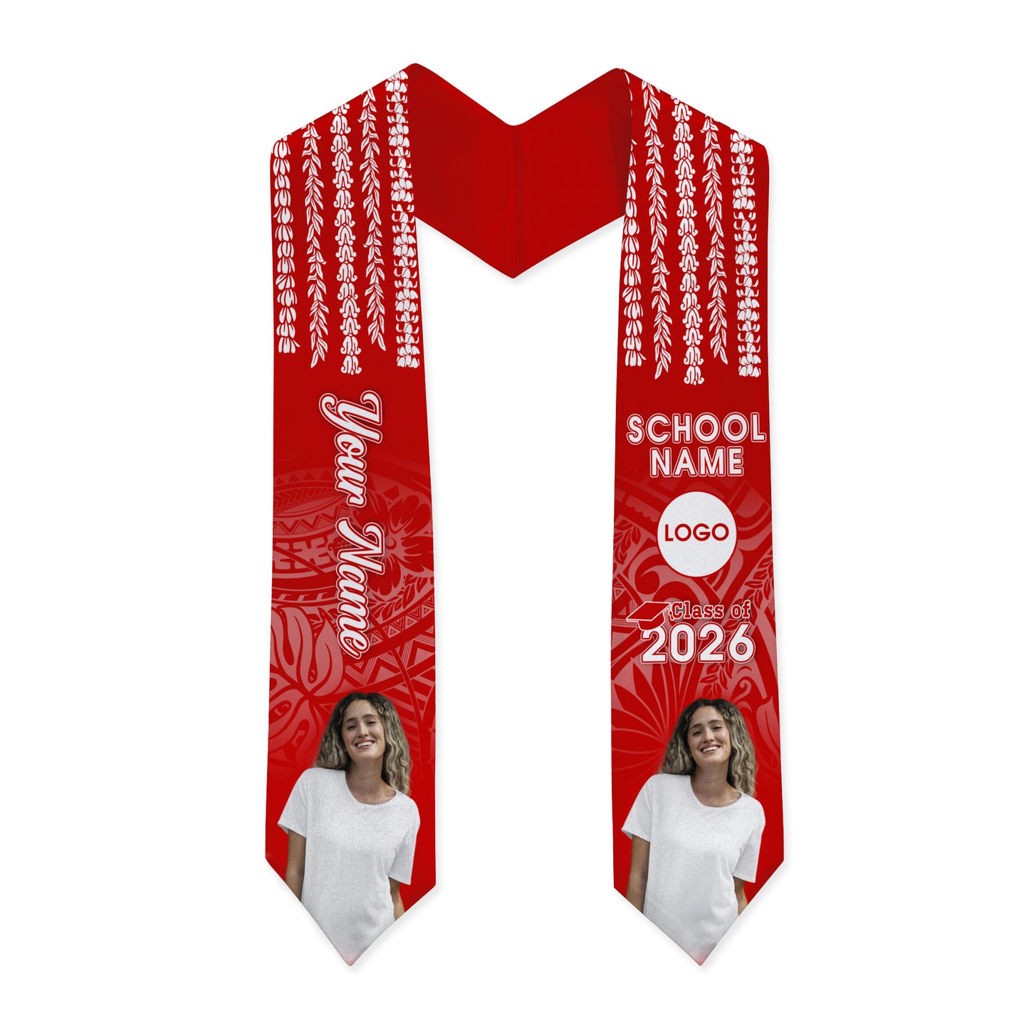 Hawaii Graduation Stole Custom Seamless Pattern Lei Floral