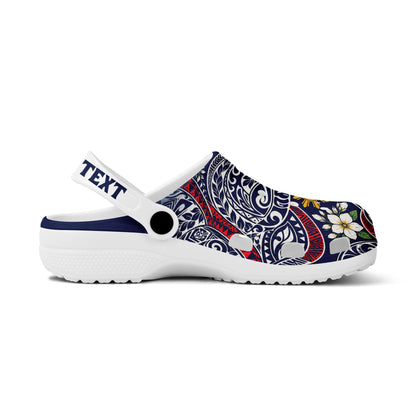 Philippines Filipinos Clogs Shoes Custom Text Polynesian Philippine Sun and Flower