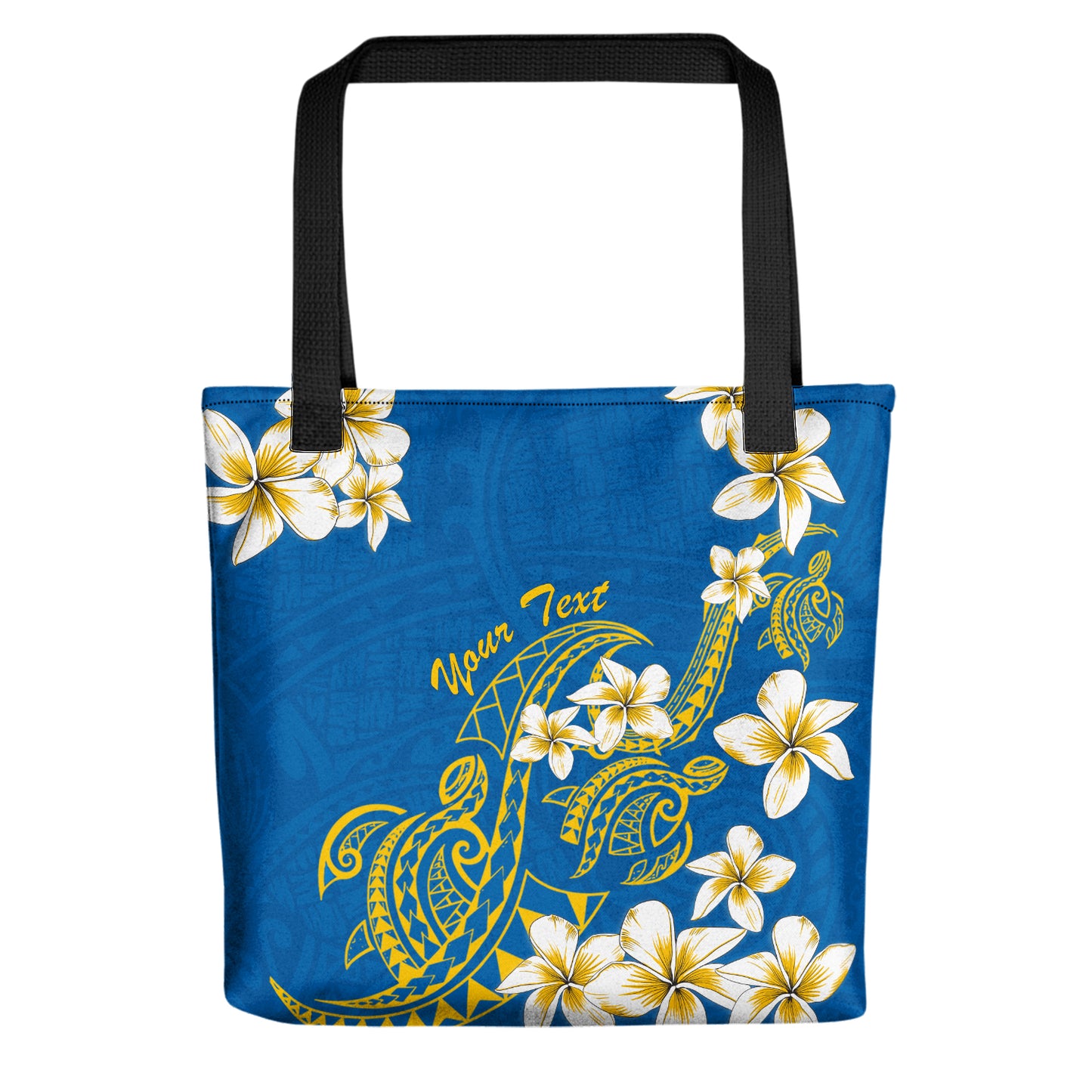 Hawaii Tote Bag Custom Polynesian Tribal Tattoo Plumeria Flower