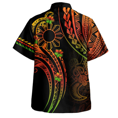 Philippines Filipinos Hawaiian Shirt Tribal Polynesian Sun Sampaguita Flower Reggae