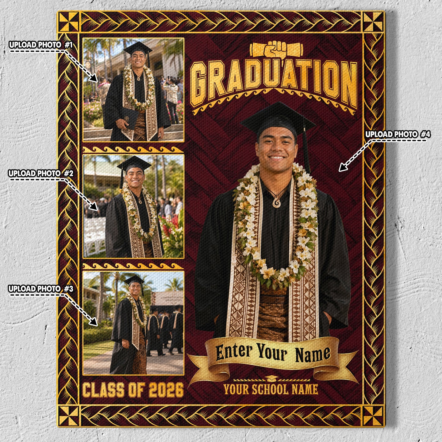 Hawaii Canvas Personalized Graduation Photo Collage