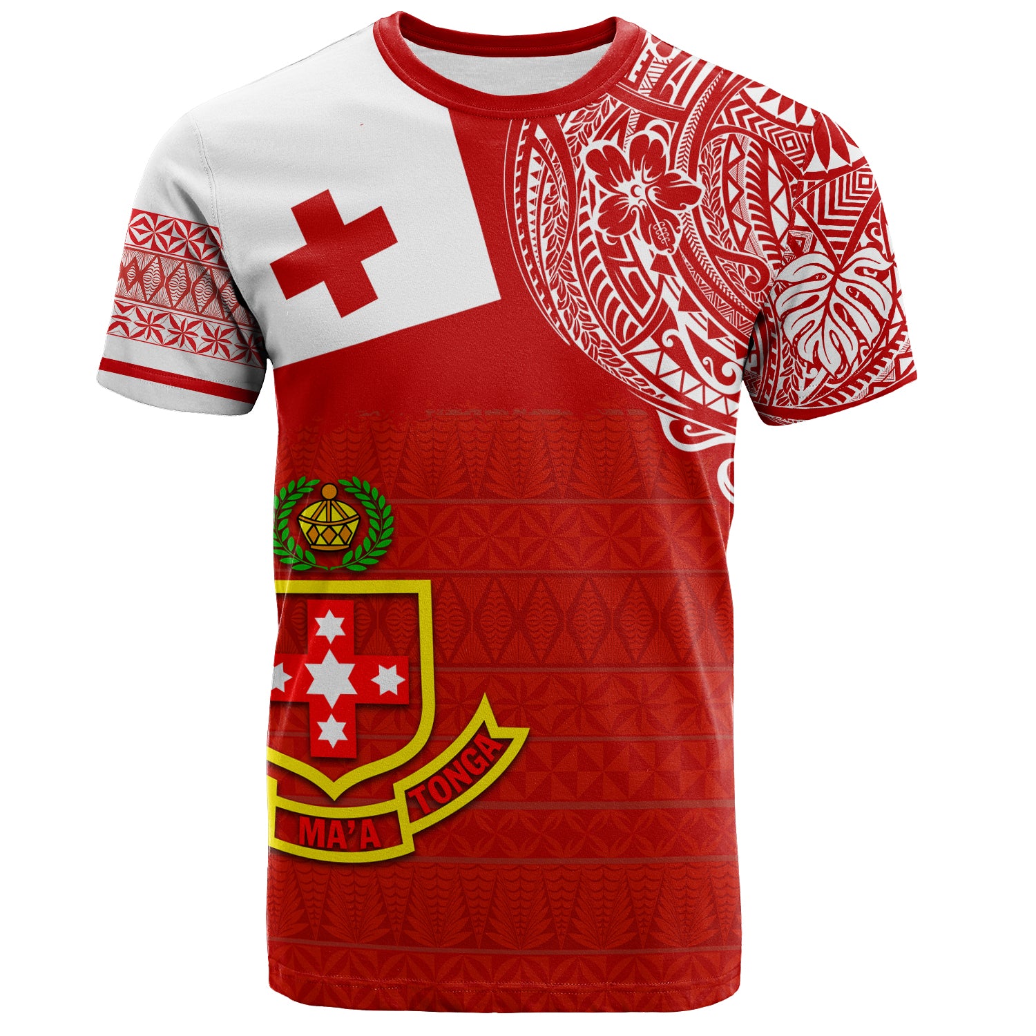 Tonga T-Shirt Custom Kolisi Tonga Flag With Crest