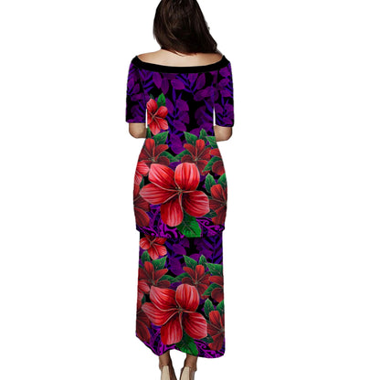 Hawaii Combo Puletasi And Shirt Plumeria Tropical Leaf
