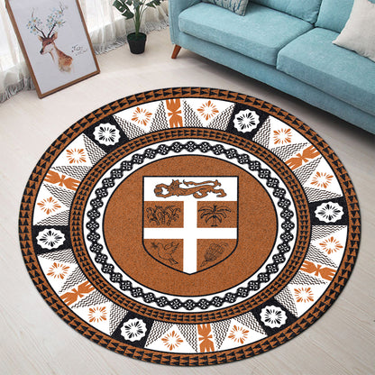 Fiji Round Rug - Fiji Tapa Design Tribal Round Rugs