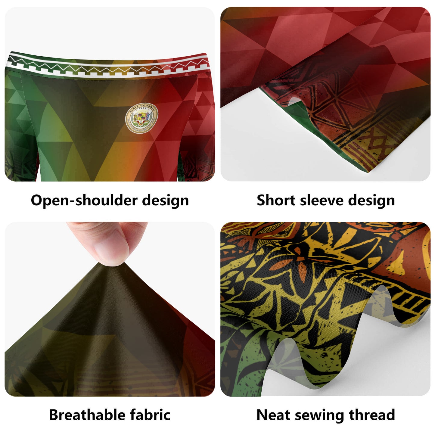 Hawaii Short Sleeve Off The Shoulder Lady Dress Lowpolly With Tribal Motif