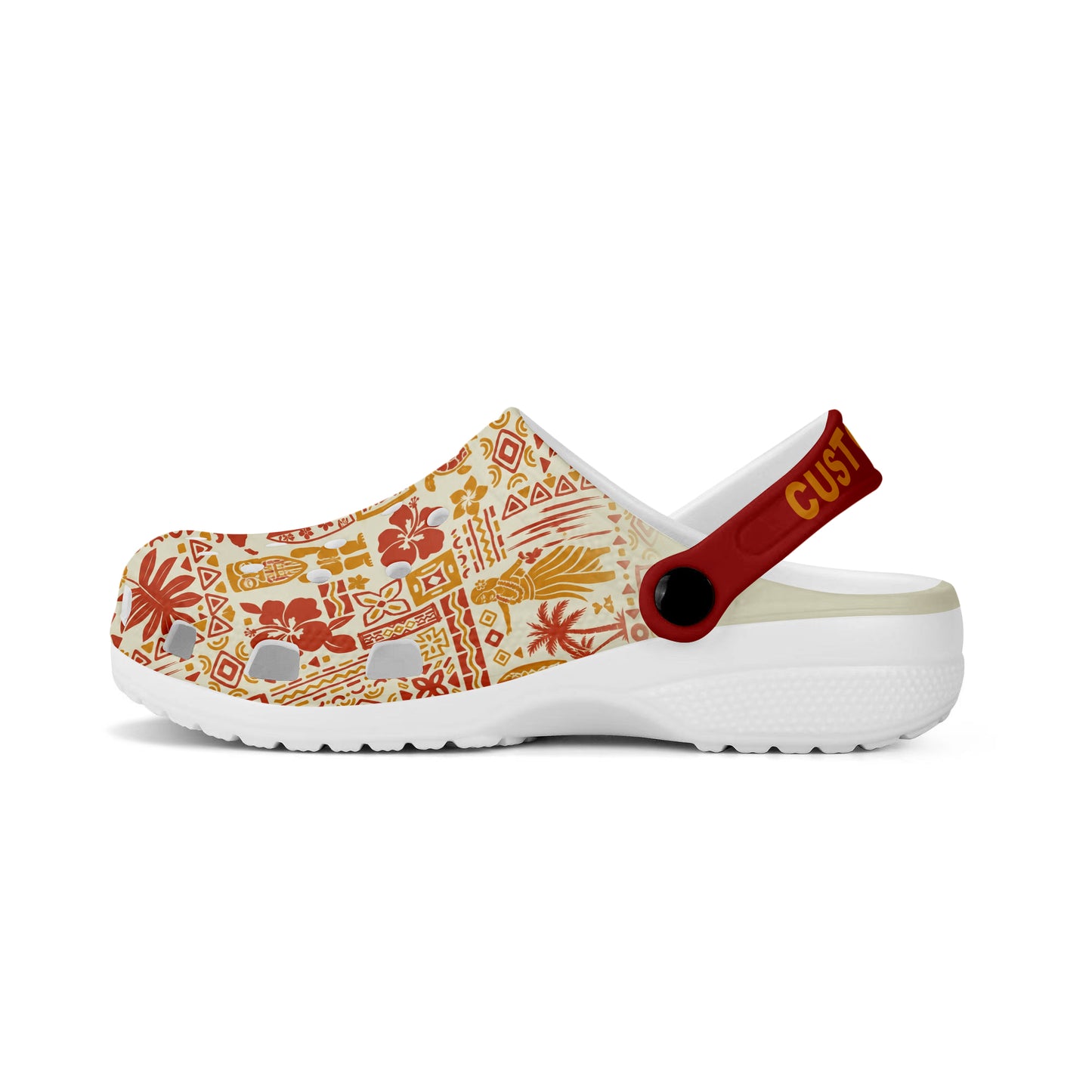 Hawaii Clogs Shoes Custom Text Pattern Vintage Old Hana