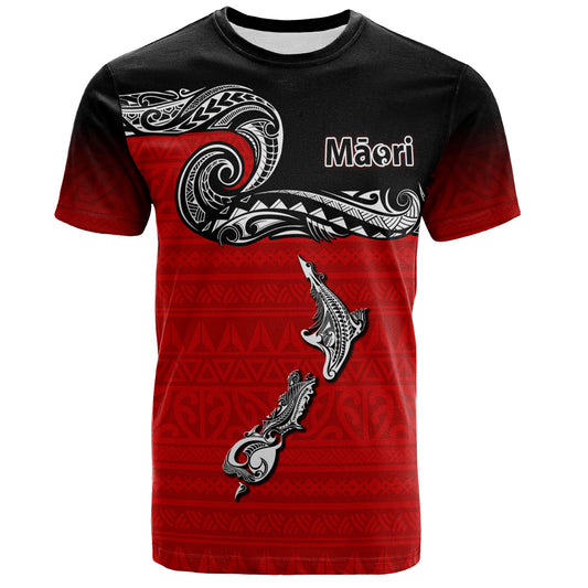 New Zealand T-Shirt Aotearoa Maori Tribal Map Tattoo