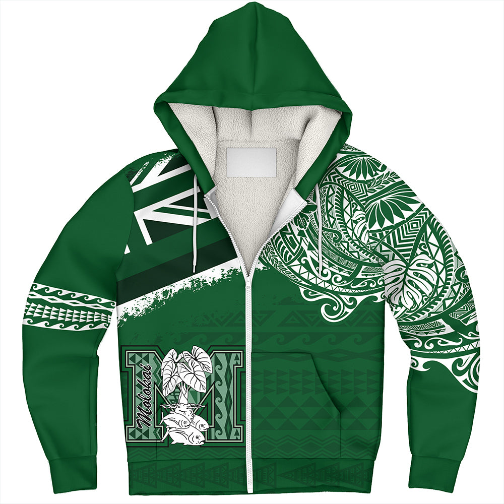 Hawaii Sherpa Hoodie Molokai High School With Crest Style