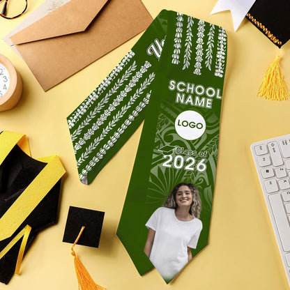 Hawaii Graduation Stole Custom Seamless Pattern Lei Floral