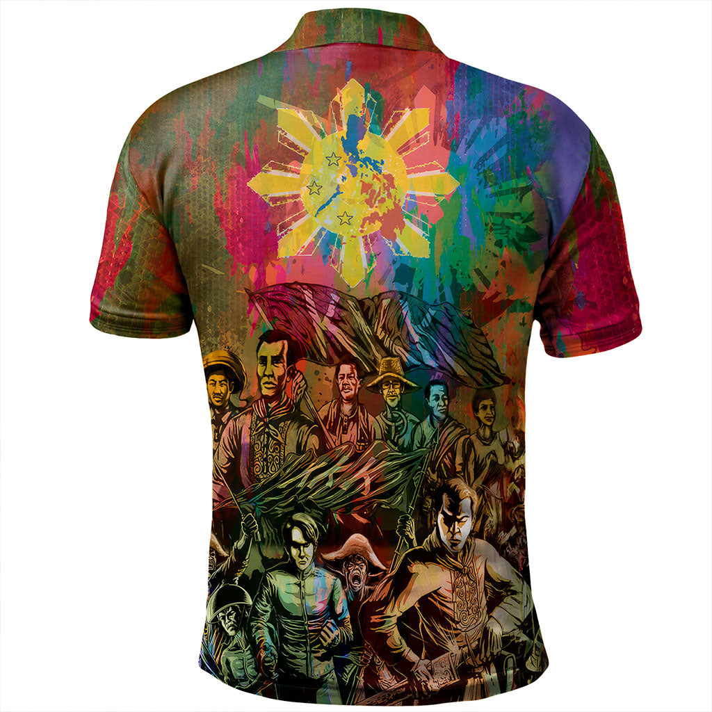 Philippines Filipinos Polo Shirt National Heroes Brush Color Style