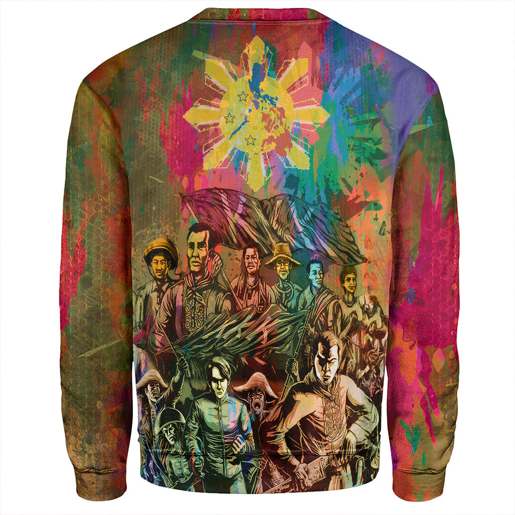 Philippines Filipinos Sweatshirt National Heroes Brush Color Style