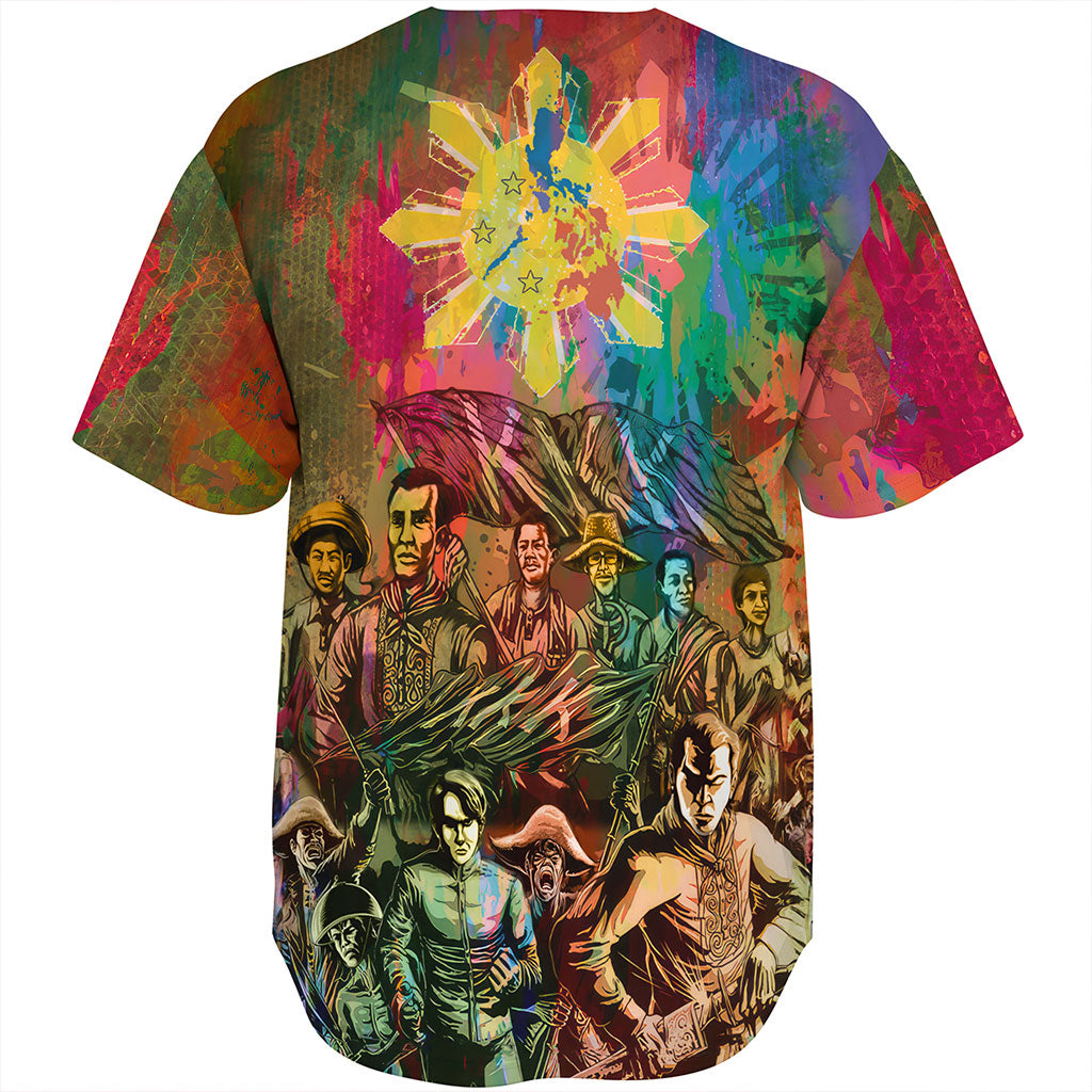 Philippines Filipinos Baseball Shirt National Heroes Brush Color Style