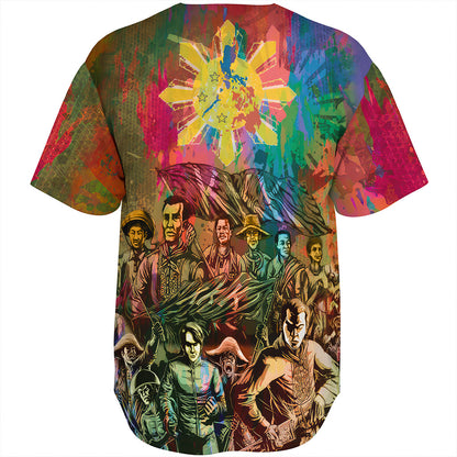 Philippines Filipinos Baseball Shirt National Heroes Brush Color Style