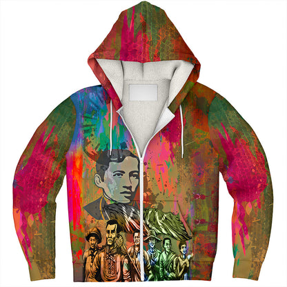 Philippines Filipinos Sherpa Hoodie National Heroes Brush Color Style