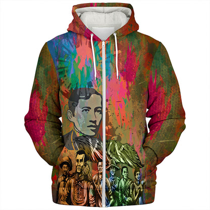 Philippines Filipinos Sherpa Hoodie National Heroes Brush Color Style