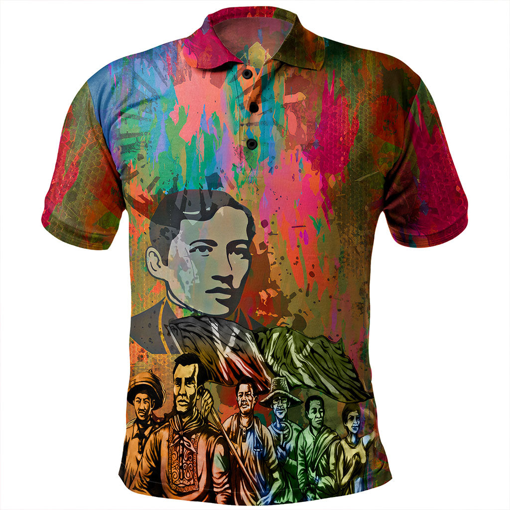 Philippines Filipinos Polo Shirt National Heroes Brush Color Style